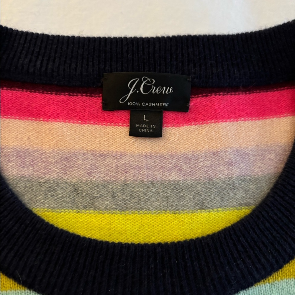 J. Crew Colorful Cashmere Striped Crewneck Sweater - Picture 2 of 5